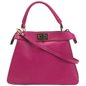 CHEVAL Made In Italy Leather Two Compartment Satchel With Turnlock Closures